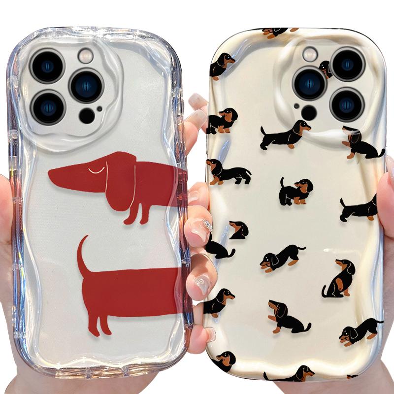 Trendy Simple Dachshund Puppy Case for iPhone 17 16 E 15 14 13 12 Mini 11 Pro Max 8 7 Plus Soft Silicone Washable Covers Funda