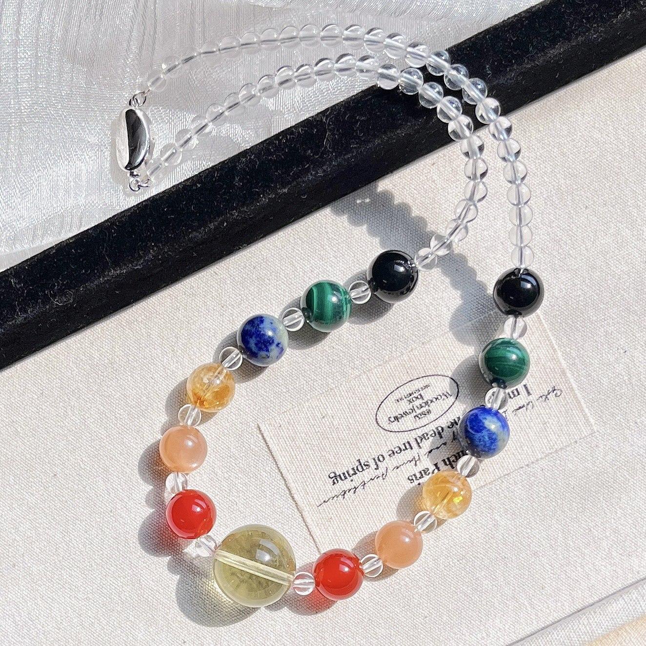 925 Silver High Quality Natural White Crystal Malachite Citrine Lemon Yellow Design Clavicle Chain Necklace