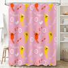 Bright Happy Bubble Bath Shower Curtain Waterproof Fabric Decorative Bathroom Accessories Set for Children's Room Pink