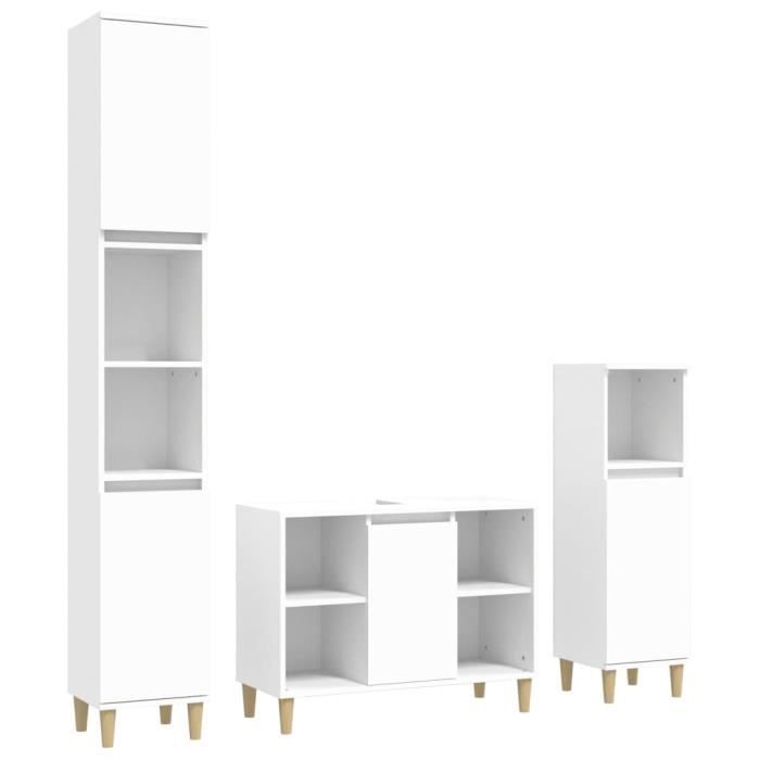 VidaXL Ensemble de meubles salle de bain 3 pcs blanc bois d'ingénierie 3185613