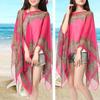 Women Beach Shawl Sun Protection Printing Sunscreen Anti-UV Vintage Beachwear Chiffon Soft Buttons Summer Scarf Clothes Accessories
