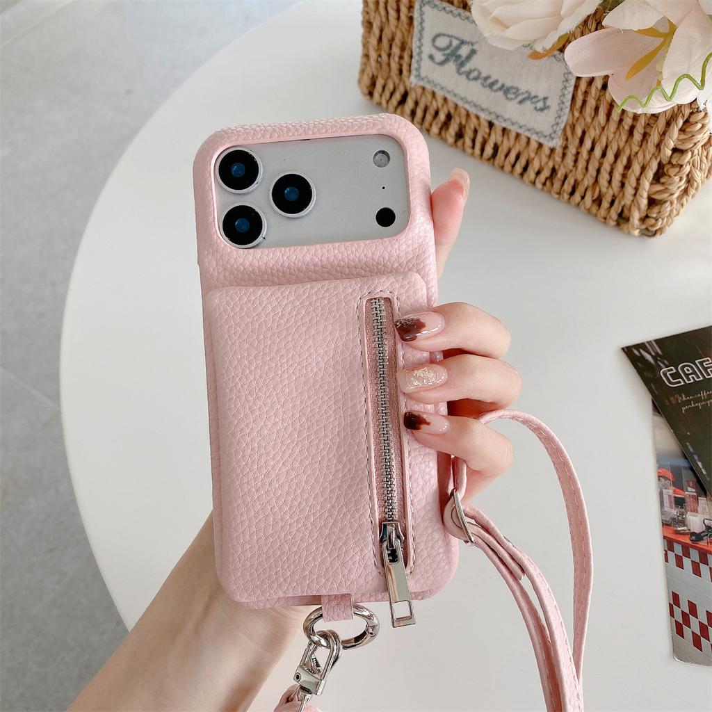 Leather Crossbody Zipper Wallet Phone Case for iPhone 17 Air 16 15 14 Plus 13 12 Pro Max with Card Holder Slot Protective Cover