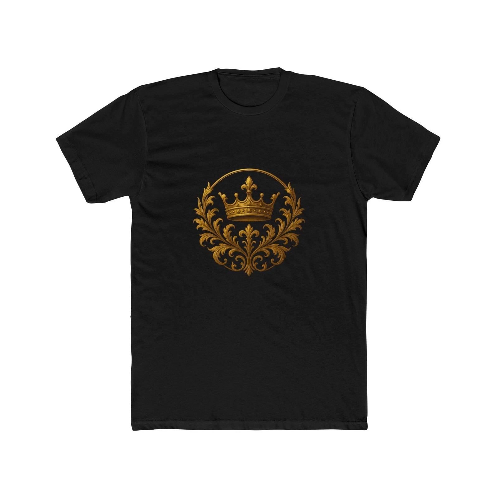 

Gold Crown Fleur-de-Lis Tee | Regal Vintage Crest, Cool Luxury Tee, Style XL