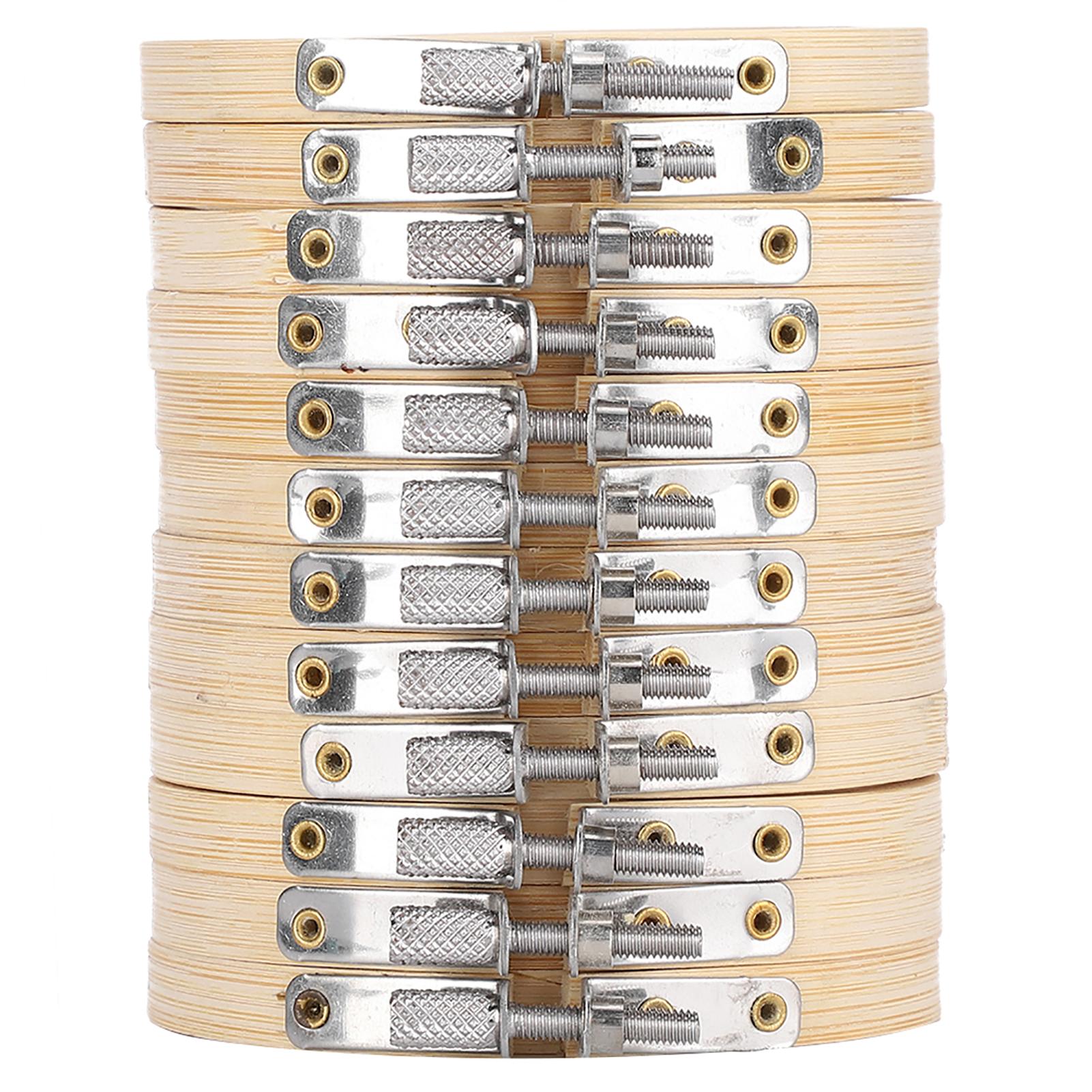 

12pcs 9cm 3.5in Bamboo Embroidery Hoops Adjustable Circle Rings Tool for Crossed Stitch Sewing Craft