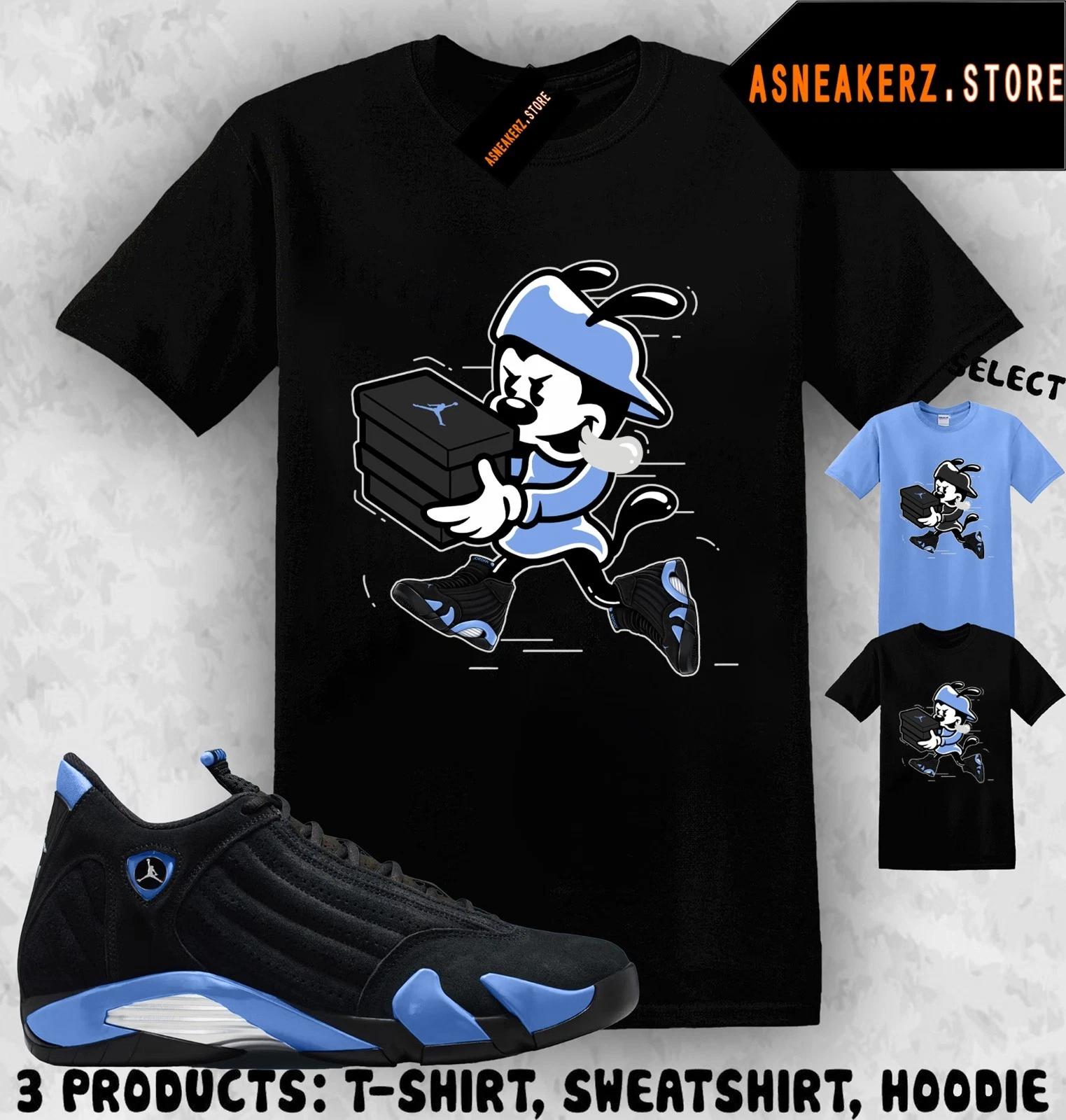 

Shirt Matching AJ 14 Black University Blue 2026 To Match Sneaker Double Up Wakko 3XL