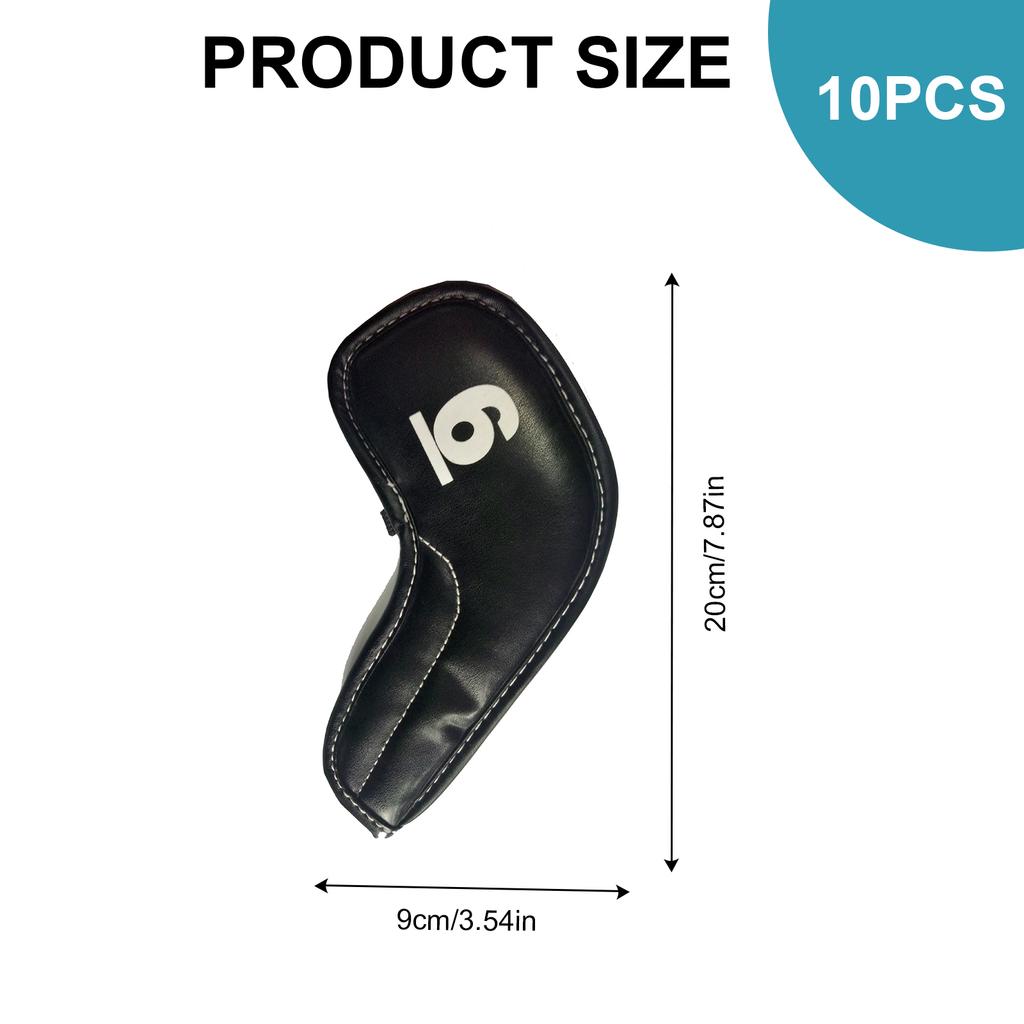 10Pcs Golfs Head Cover, Thick Synthetic PU Leathers Golfs Iron Head Cover with Big Number for Long Neck Golfs Club Head