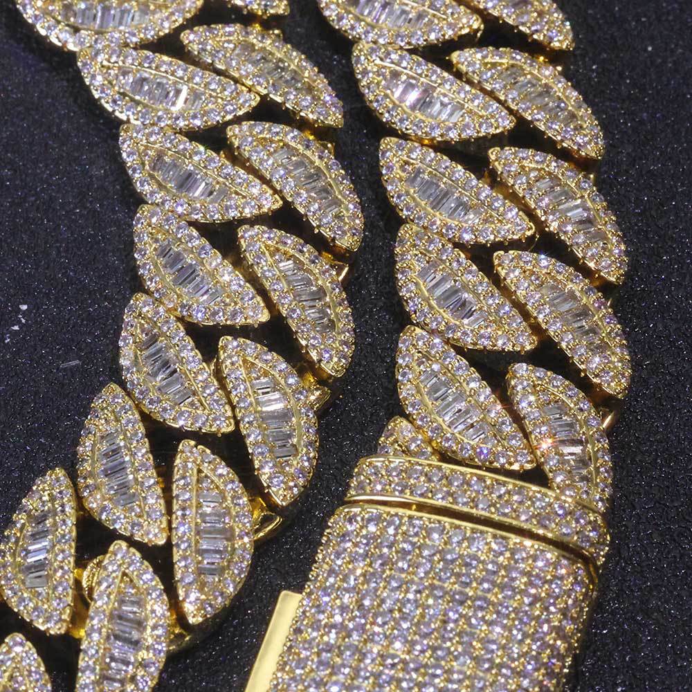 Hip Hop 20mm Mixed Set T-shaped Cubic Zirconia Cuban Chain Hip-hop Jewelry Trendy Necklace