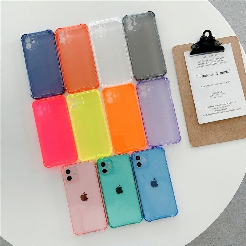 Silicone Lens Protection Phone Case For iPhone 16 15 14 11 12 13 Pro Max 8 7 6S Plus XR XS Max X SE2020 Shockproof Soft Transparent Cover