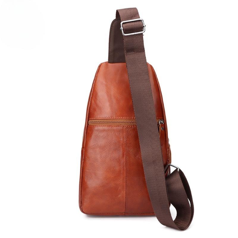 Férfi egyvállas kontyfelső réteg marhabőr crossbody táska férfi bőr férfi ingázó mellkastáska