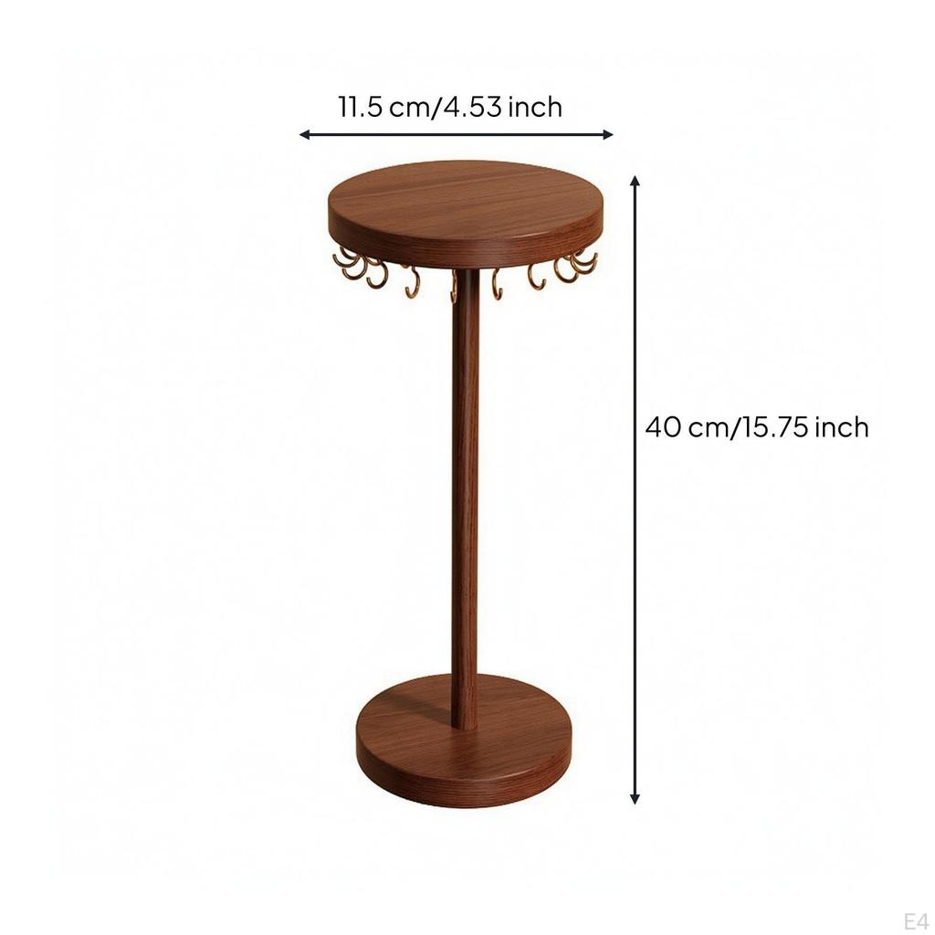 Jewelry Display Stand with Wooden Base Tabletop Hooks Freestanding Necklace