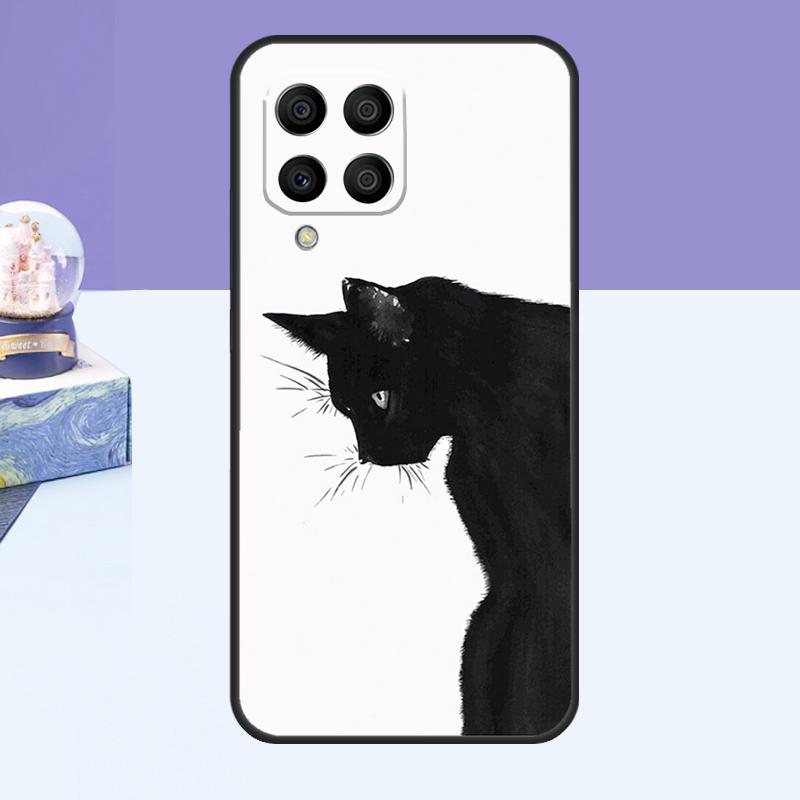 Black Cat Face Kitty Case For Samsung Galaxy M14 M54 M13 M23 M16 M11 M21 M31 M20 M34 M52 M32 M12 M36 M56 M15 M55