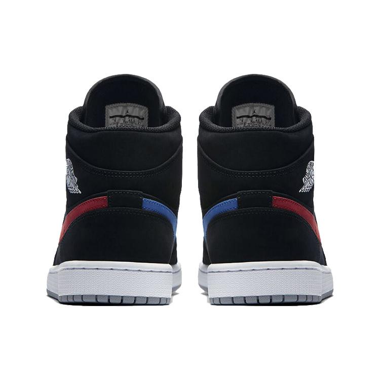 Jordan 1 Mid Multi Color Swoosh Black 554724-065