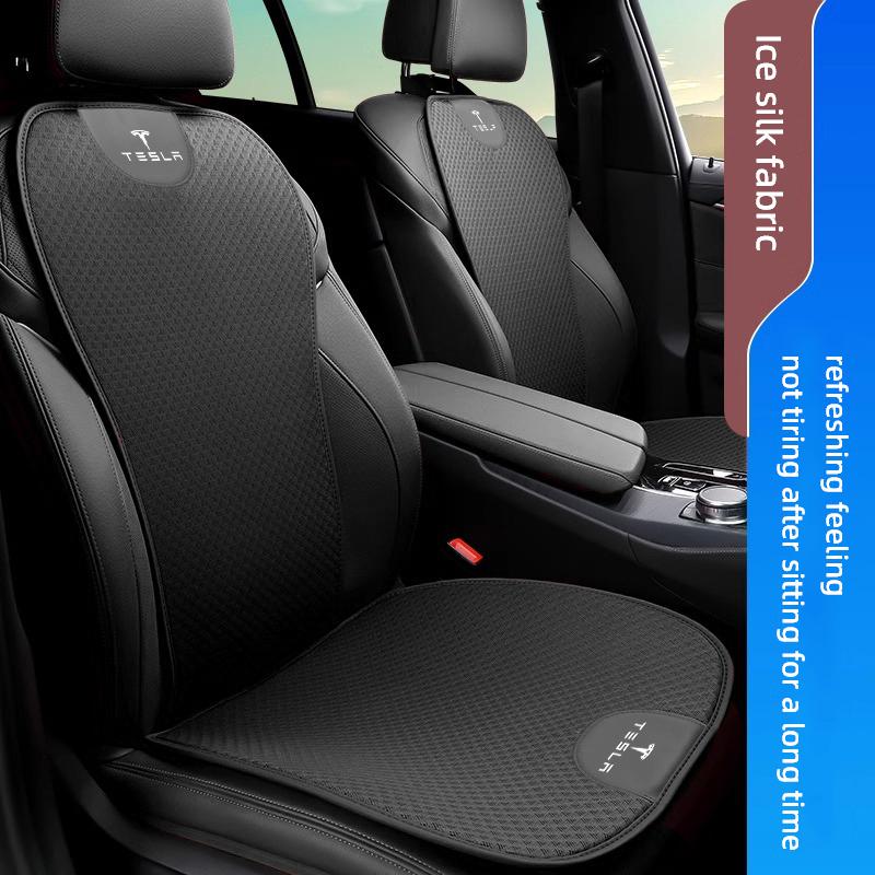 AAAIU1 Car Seat Pad Backrest Mat Ice Silk Flax Seat Cushion Covers for Tesla Model 3 Highland 2023 Model S Model X Model Y