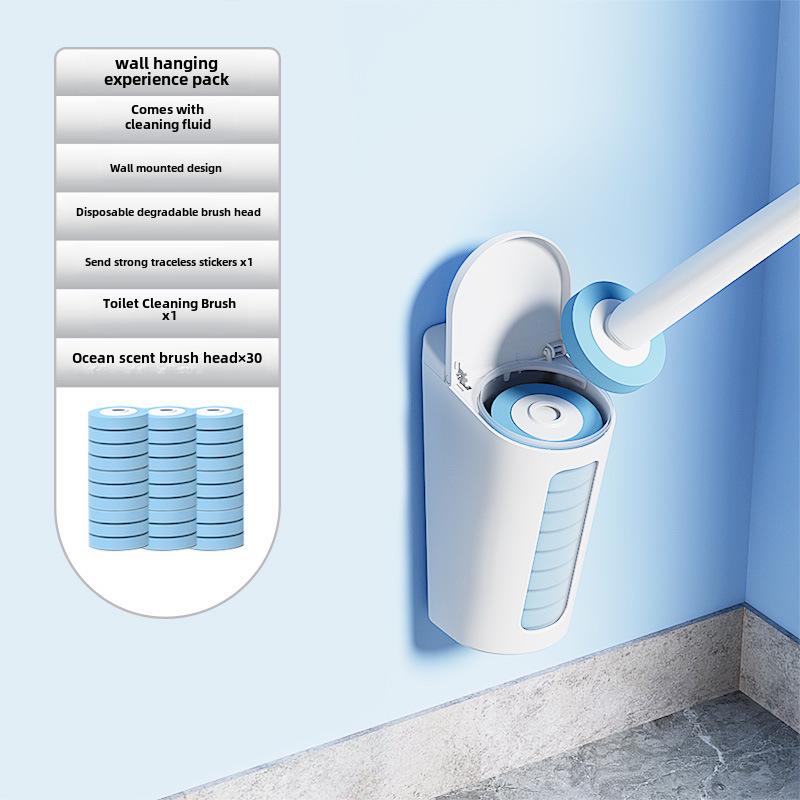 Disposable Wall-Mounted Bathroom Cleaning Brush with Replacement Heads