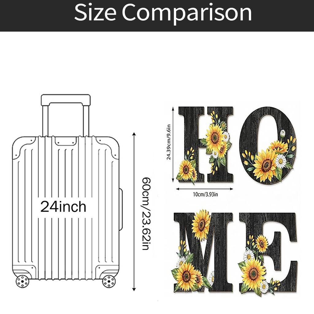 Wooden HOME Wall Decor Set 4 Pieces Sunflower Design Rustic Farmhouse Style Indoor Outdoor Hanging Signs for Seasonal Harvest Festival Decoration
