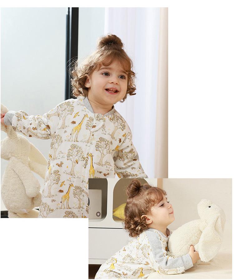 2024 Bamboo Cotton Baby Sleeping Bag - Four-Layer, Footed, for Spring/Autumn, Anti-Kick Blanket for Kindergarten and Air-Conditioned Rooms