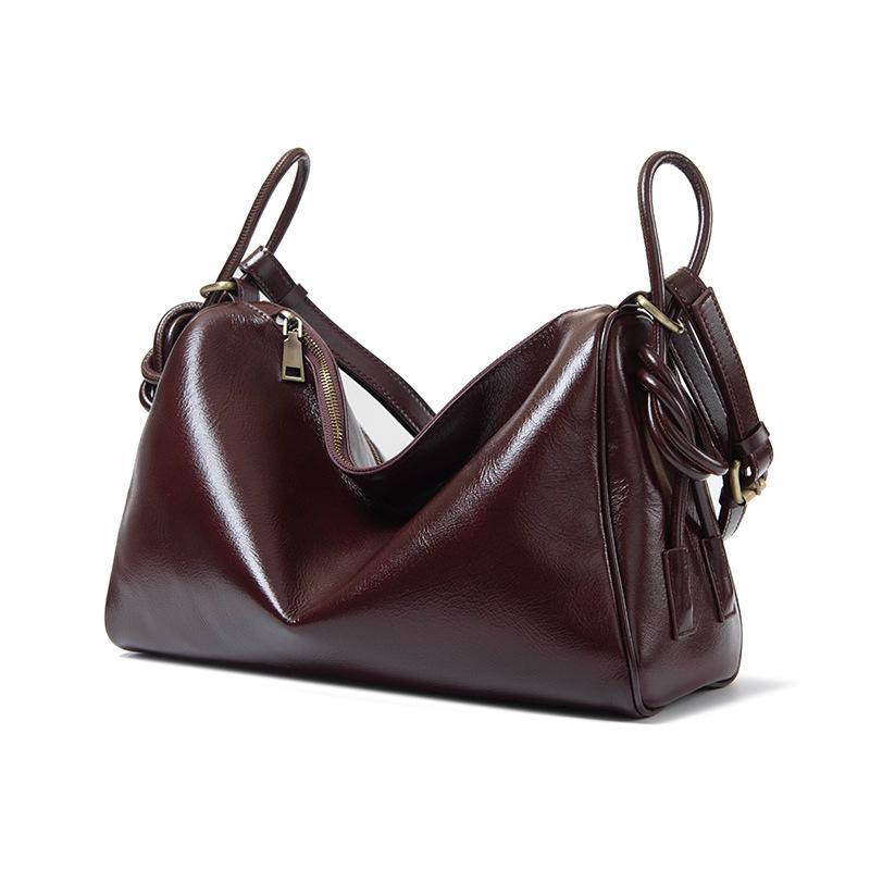 Genuine Leather and Cowhide Boston Bag Versatile and Fashionable Single-shoulder Bag Casual Crossbody Bag