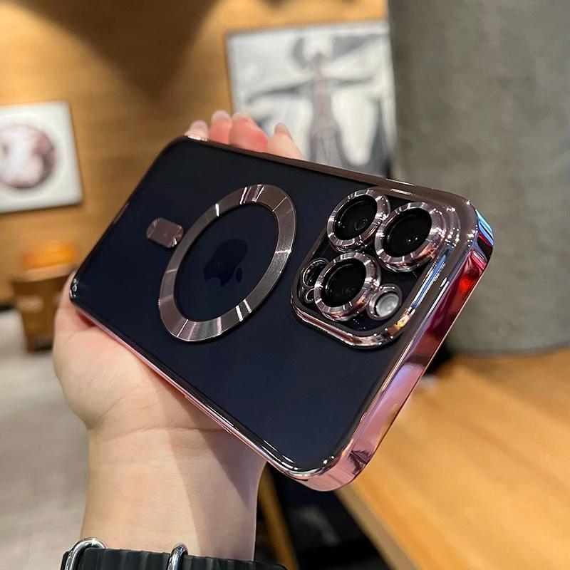 Luxury Transparent Magsafe Wireless Charging Case For iPhone 16 15 14 13 12 11 Pro Max X XS XR 8 7 Plus Magnetic Silicone Cover