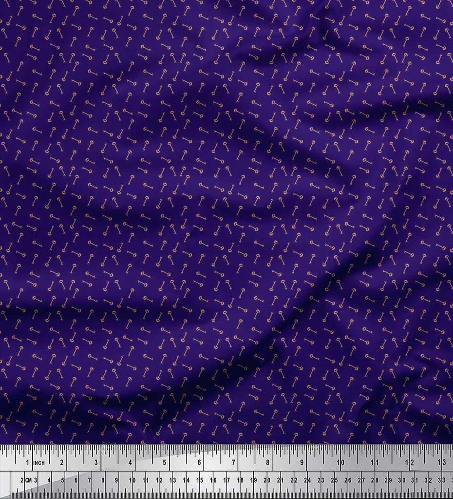 Soimoi Japan Crepe Satin Fabric Key Shirting Fabric Prints By Metre 42 Inch
