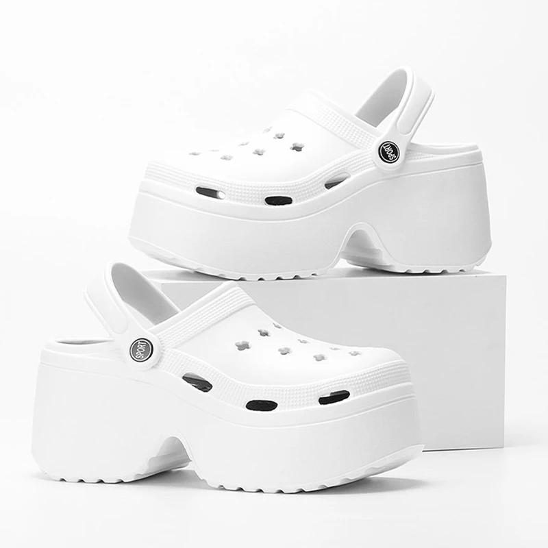 Fashion Women's Wedges Heel Sandals Summer 2025 Closed Toe Chunky Platform Sandalias Mujer Hollow Out Thick Sole Non-slip Slides Ladies