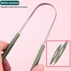 3 Colors Stainless Steel Tongue Scraper U-Shaped Metal Fresh Breath Cleaning Coated Tongue Toothbrush Oral Hygiene Care Tools