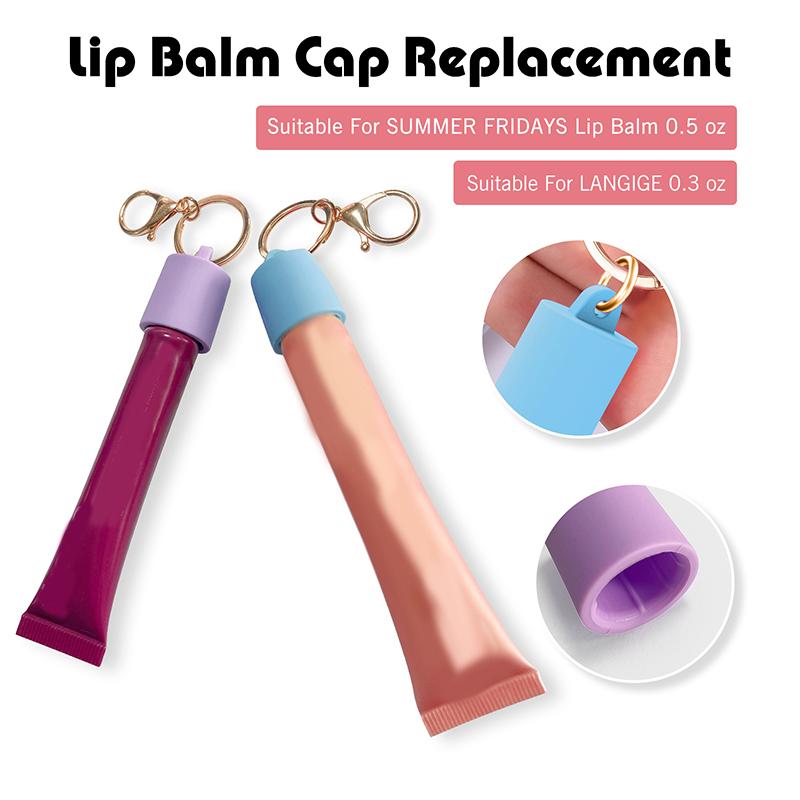 1 Pcs Practical Silicone Keychain Cap Accessories Portable Durable Holder Keyring Compatible For Lipgloss Storage And Balm Cap