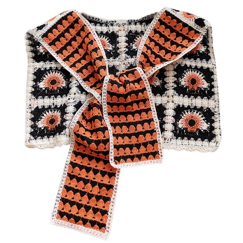 

Crochet Shoulder Wrap Solid Knitted Hollow-Out Crochet Shawls And Wraps Shrug Scarf Shawl Wraps For Women 1 оранжевый