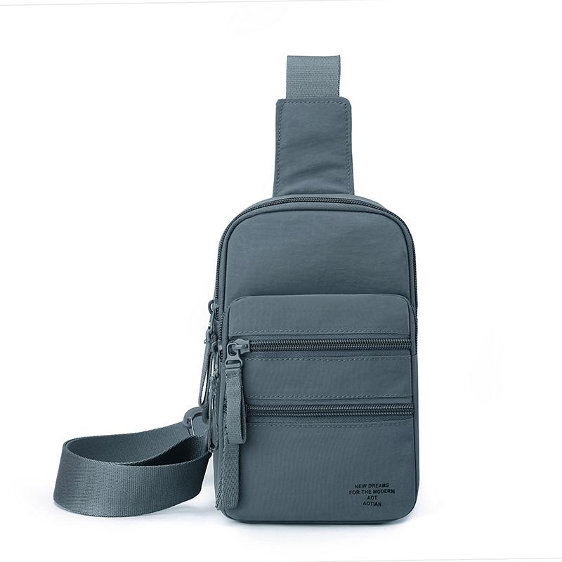 Outdoor Multi-Compartment Men's Chest Bag Solid Color Crossbody Bag