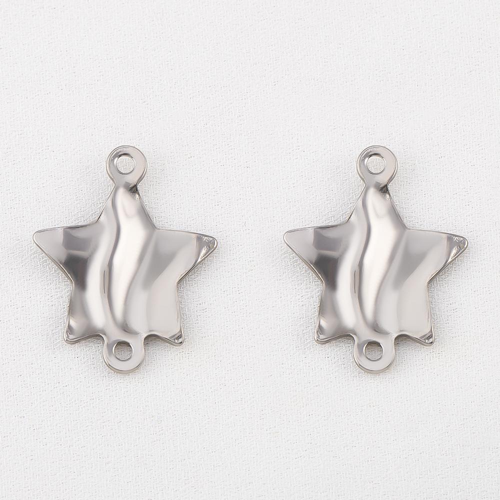 10pcs Stainless Steel 18K Plated Oval Star Heart Charms Double Hole Pendants for DIY Necklace Bracelet Jewelry Making Supplies