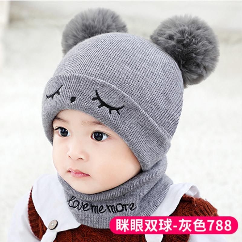 Baby hat autumn and winter infant ear protection knitted hat newborn boy and girl wool hat baby hat winter dome