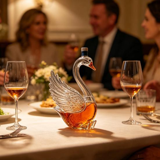 Kachní karafka na whisky, 3D skleněná láhev ve tvaru zvířete se zátkou, Novinka - dávkovač vína pro domácí bar, Dárek pro milovníky whisky