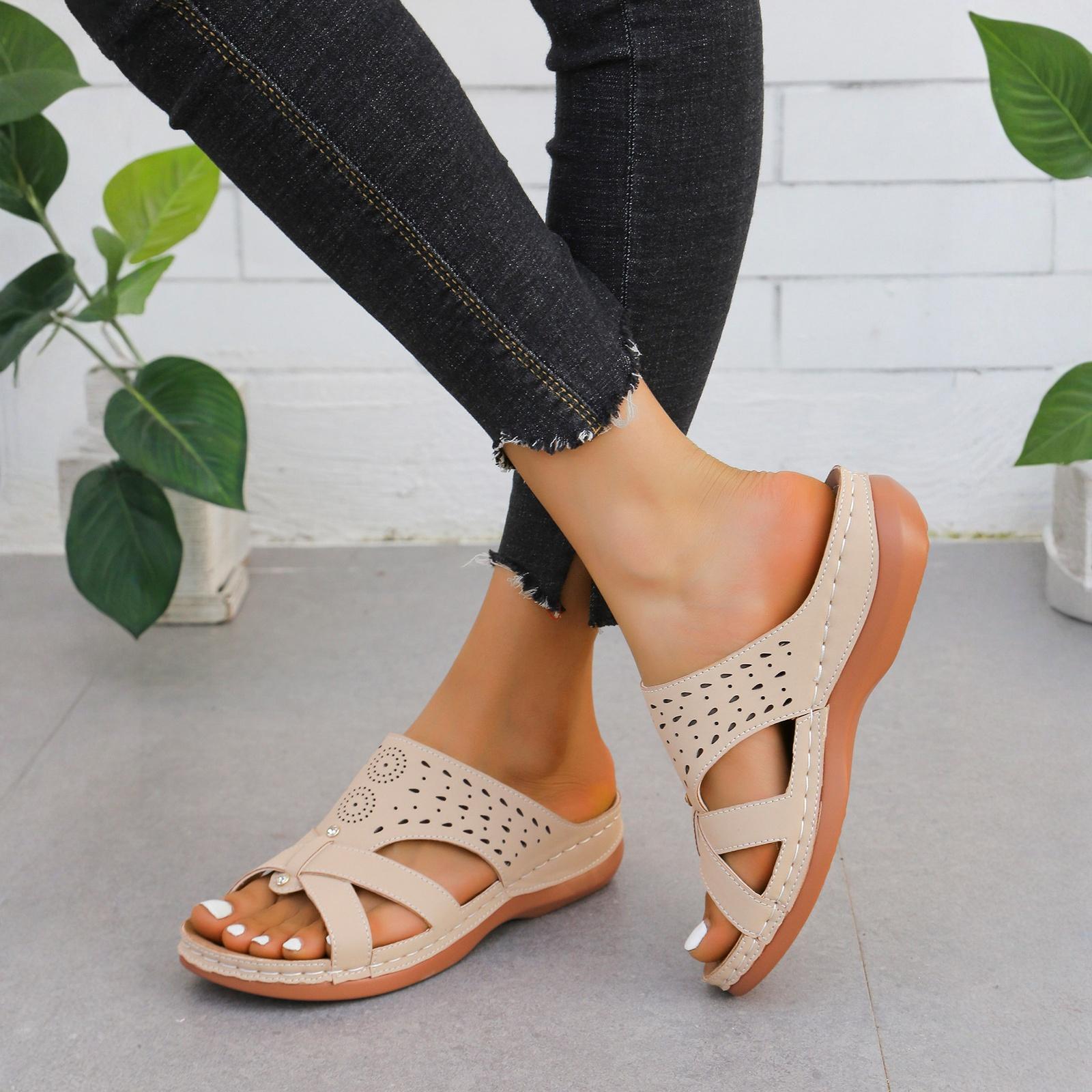 Women s Plus Size Retro Stitching Slides 43 бежевый 1590₽