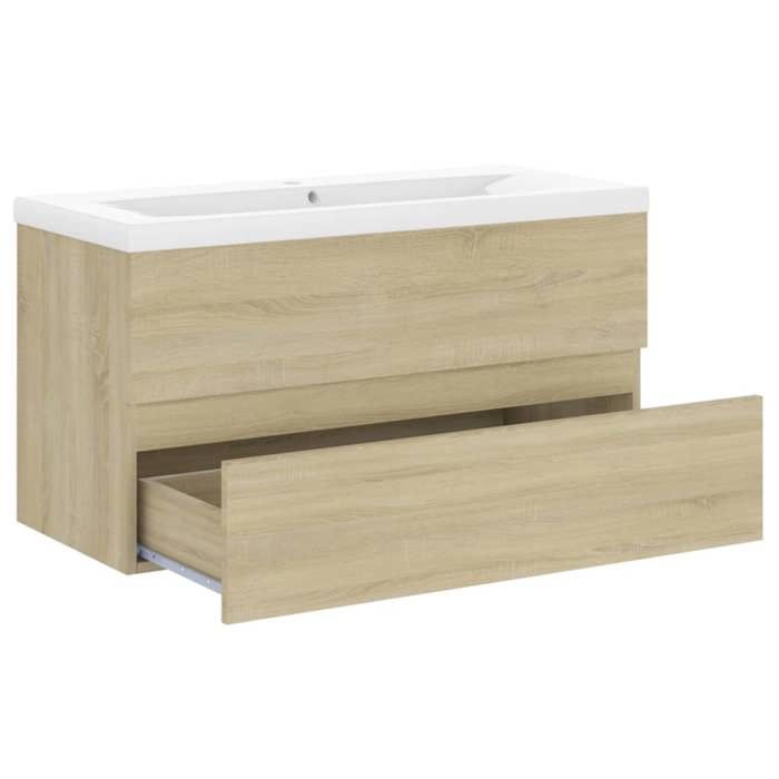 VidaXL Armoire d'Évier et Lavabo Intégré, Meuble d'Évier avec Rangement, Armoire de Lavabo de Toilette Salle de Bain, Chêne 3071561