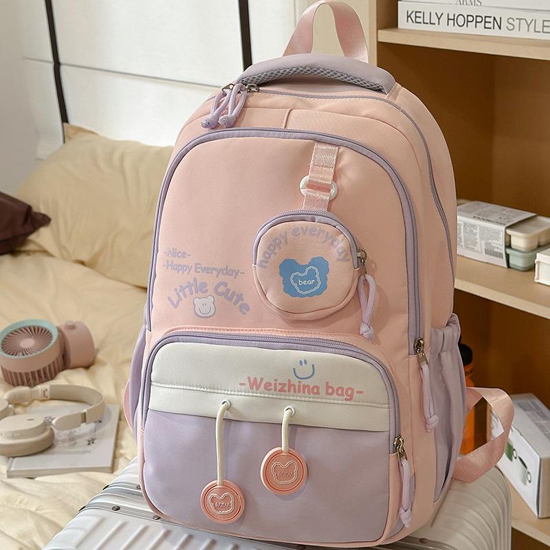 School bag, high value and fresh ins School bag for junior high school students, casual, simple, lightweight and large capacity