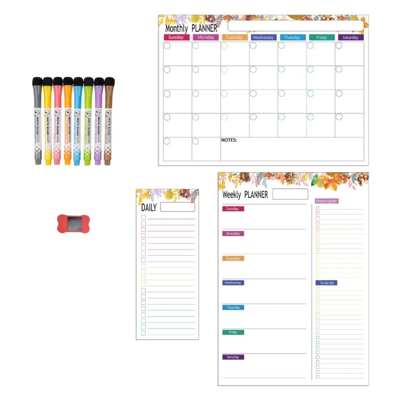 Fridge Magnetic Calendar Weekly Monthly Planner Magnetic Fridge Calendar Whiteboard for Kitchen Grocery Shopping List