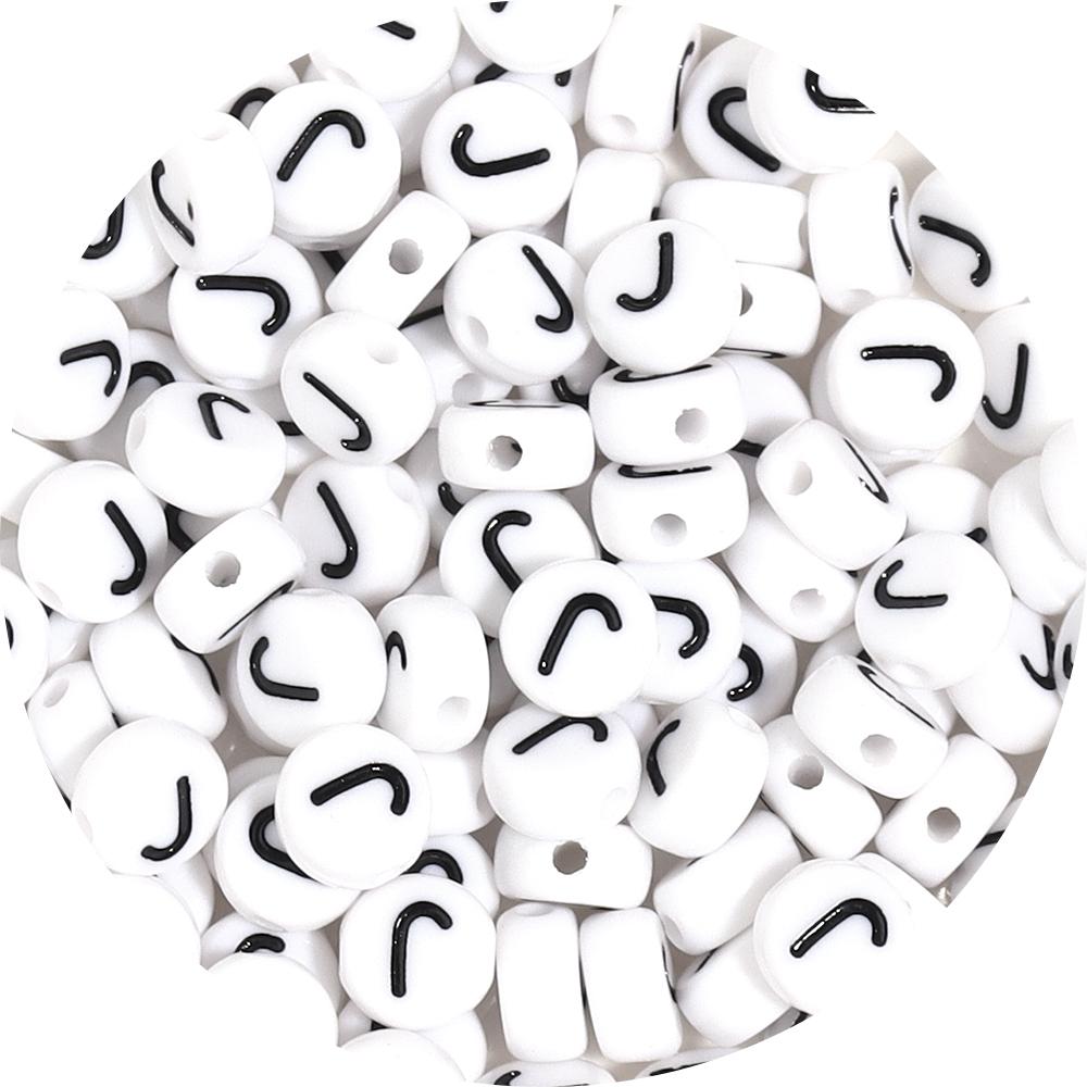 100Pcs 7mm Black White Acrylic Alphabet Beads Flat Round Loose Spacer Letter Beads For DIY Craft Bracelet Supplies Wholesale