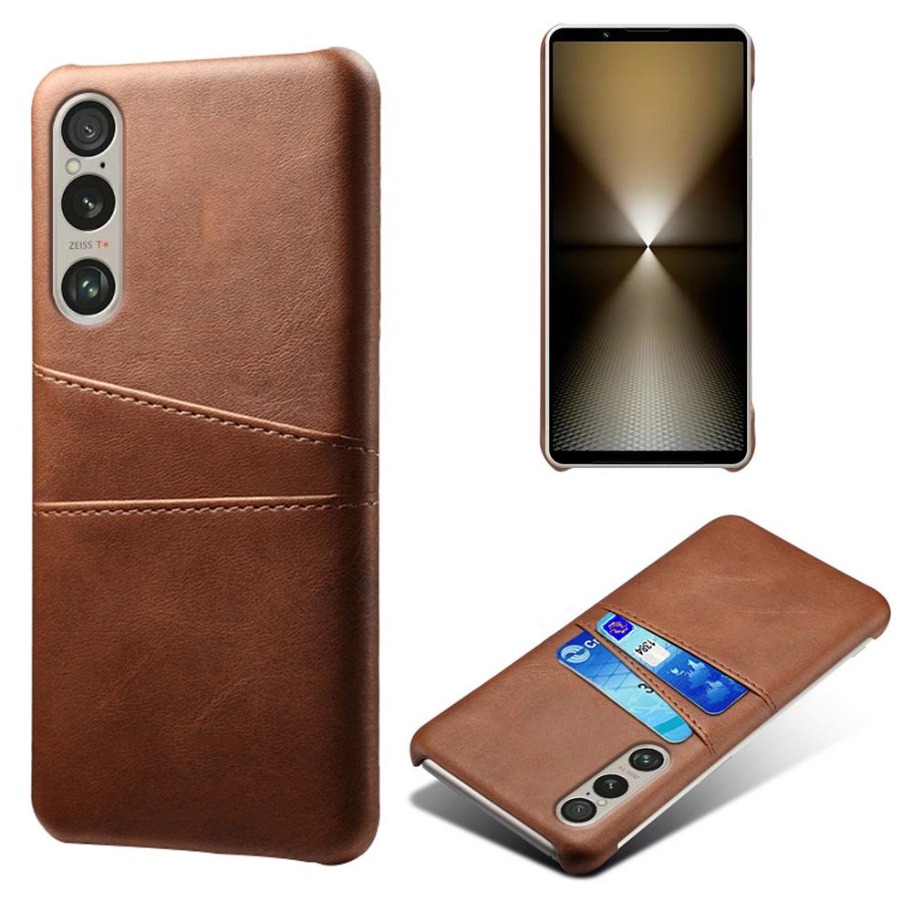 For Sony Xperia 1 VI Case Dual Card Slots PU Leather PC Hard Phone Cover
