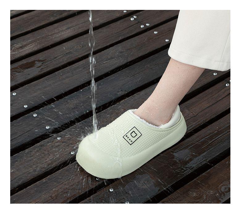 2025 Herbst/Winter Damen Wasserdichte Rutschfeste Indoor/Outdoor Dicke Warme Baumwollpantoffeln mit Fersenüberzug