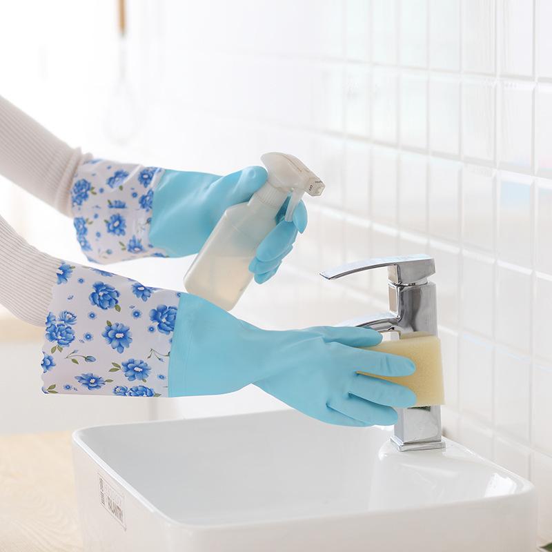 Winter Household Cleaning Warm Dishwashing Drawstring Fresh Open Mouth Laundry Gloves