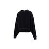 Nike Sportswear Swoosh Logo Embroidered Loose Knit Cropped Pullover Sweatshirt Women Tops Black DO7212-010