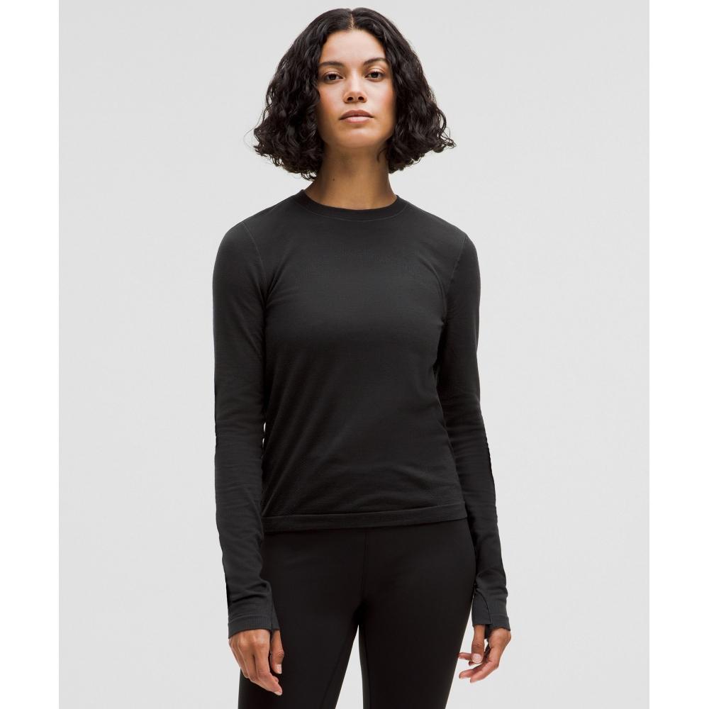 

Lululemon Swiftly Wool Long Sleeve Shirt Waist Length Black Black XXXS