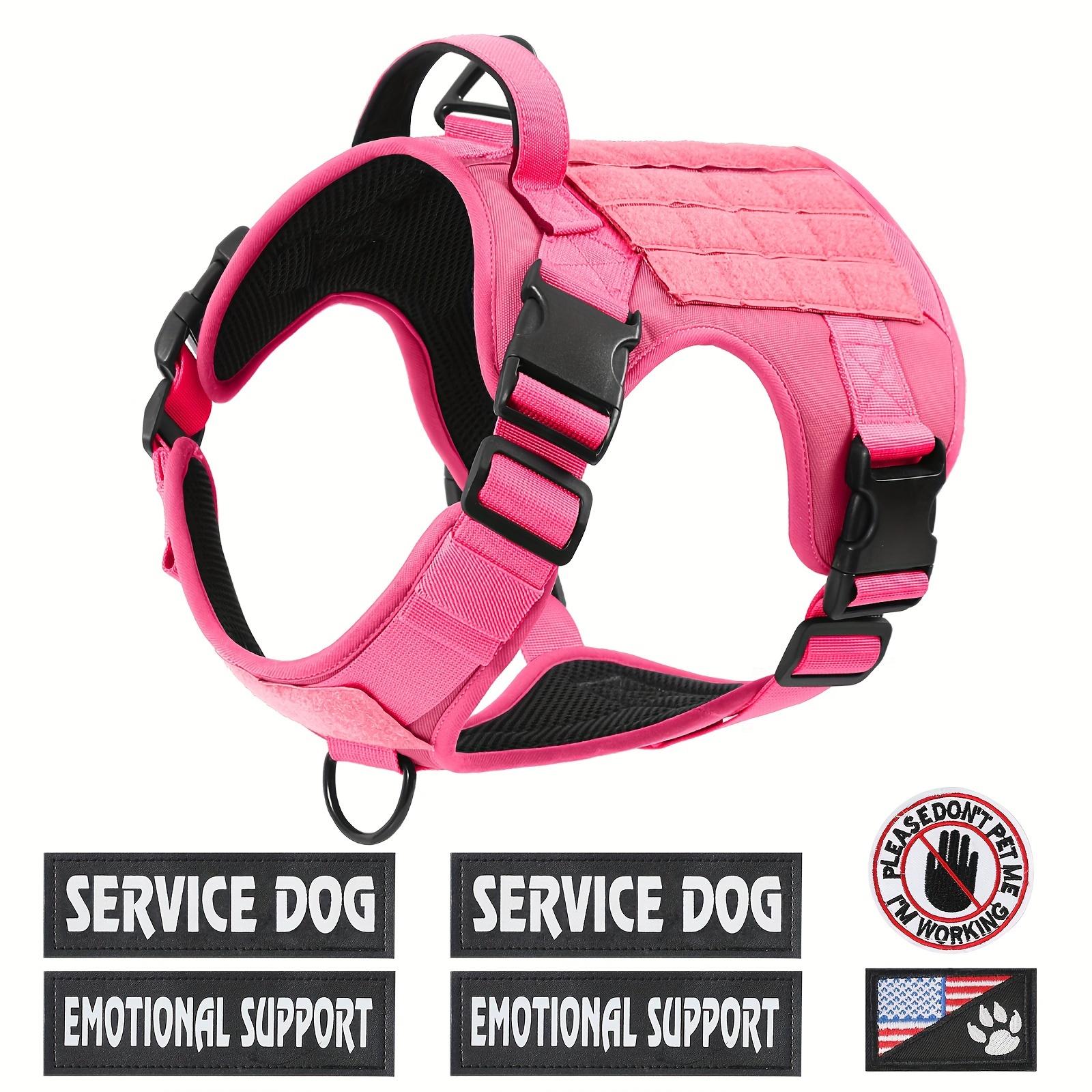 Hiphoppet US Local Tactical Dog Harness for Dogs Heavy Duty No Pull Harness with Handle Adjustable Reflective Pet Vest (Pink,S) розовый