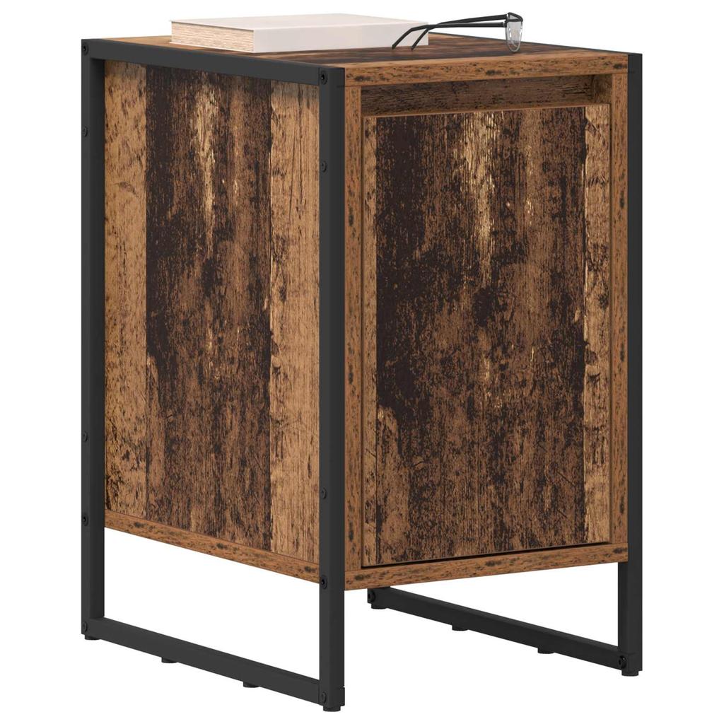 Nightstand Set of 2 Reclaimed Wood Look 39.5 X 30 X 50 Cm Engineered Wood