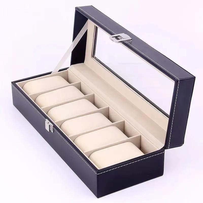 2/3/4/5/6/8/10/12 Slots PU Leather Watch Box Traditional Style Watch Storage Box Gift Watch Case With Lock