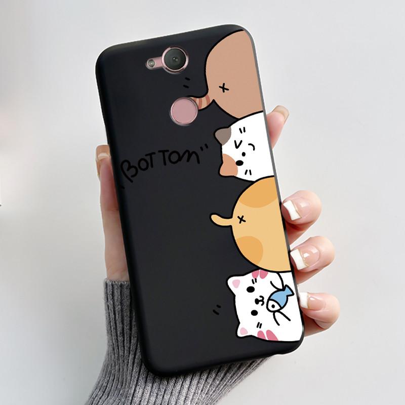 Cute Case For Sony Xperia XA2 / Xperia XA2 Ultra Capa Coque Printing Shell Protective Cover Soft Silicone Cartoon Black Casing