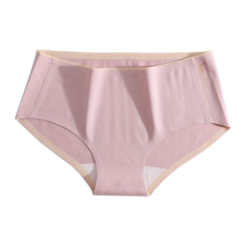 Women's Mid-rise Cotton Briefs with Antibacterial, Seamless, Cute, Solid-colour Triangle Panties