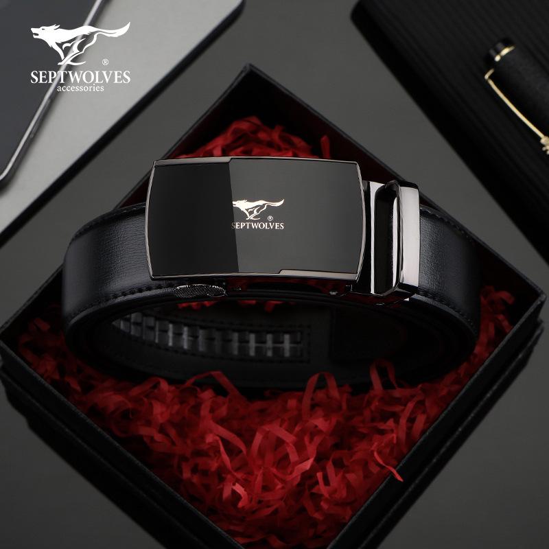 Seven Wolves Men's Classic Leather Belt with Automatic Buckle - Versatile Gift for Business and Casual Wear