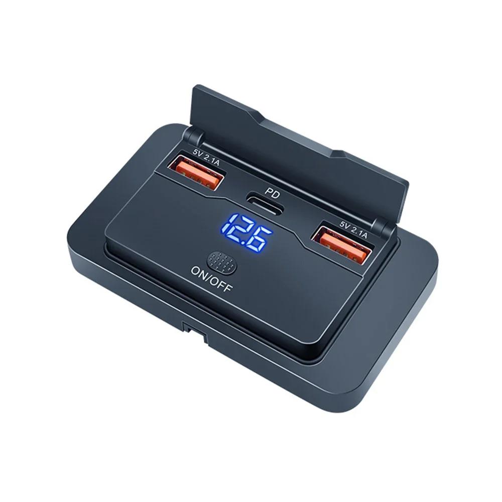 12V-24V Zásuvka nabíječky do auta PD 30W a QC 3.0 18W USB C Duální porty Rychlonabíjecí zásuvka Panel s tlačítkovým spínačem pro RV Loď Auto