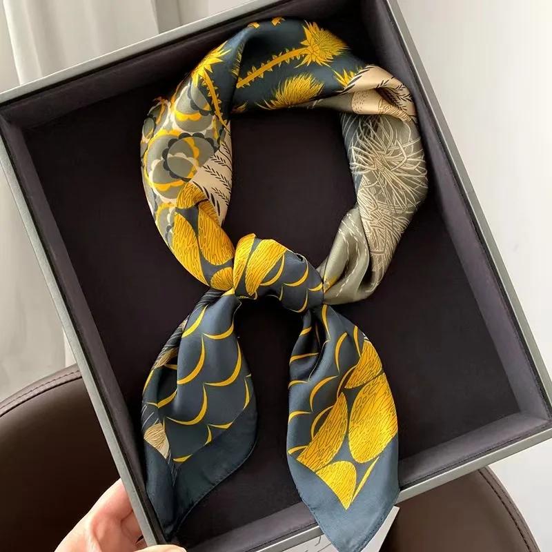 New Silk Scarf 70cm Small Square Scarf Spring Headband Neck Protection Professional Scarf Versatile Fashion Western Style Hijabs