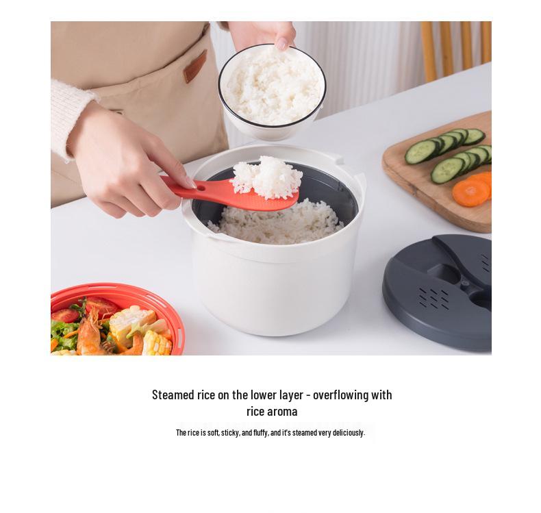 Zweischichtige Mikrowellen-Reiskocher- und Dampfgarer-Lunchbox mit Hitzebeständigkeit